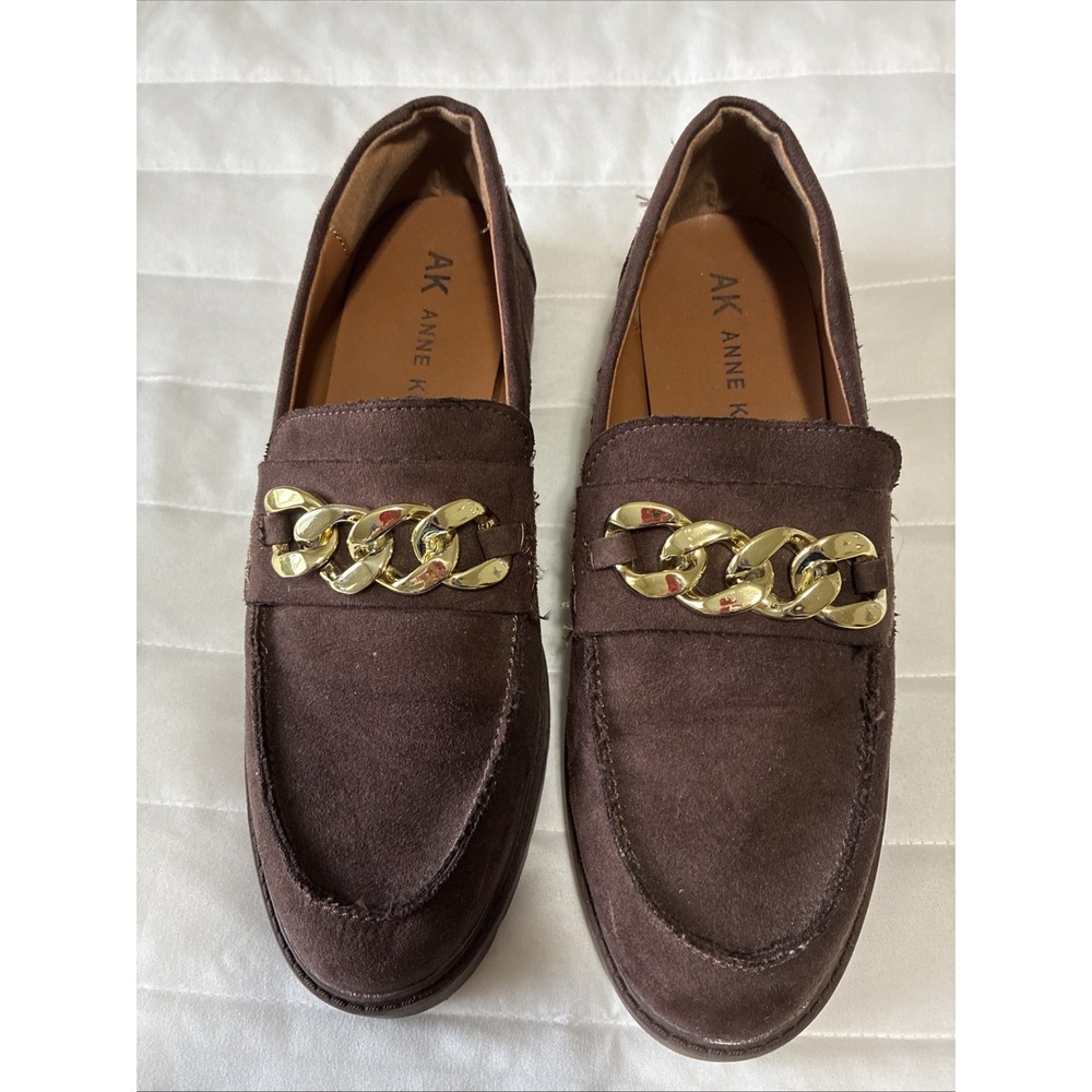 Anne Klein Eunice Brown Chain Link‎ Lug Sole Loafers AKEUNICE EUNI01F9 Mens 8.5M